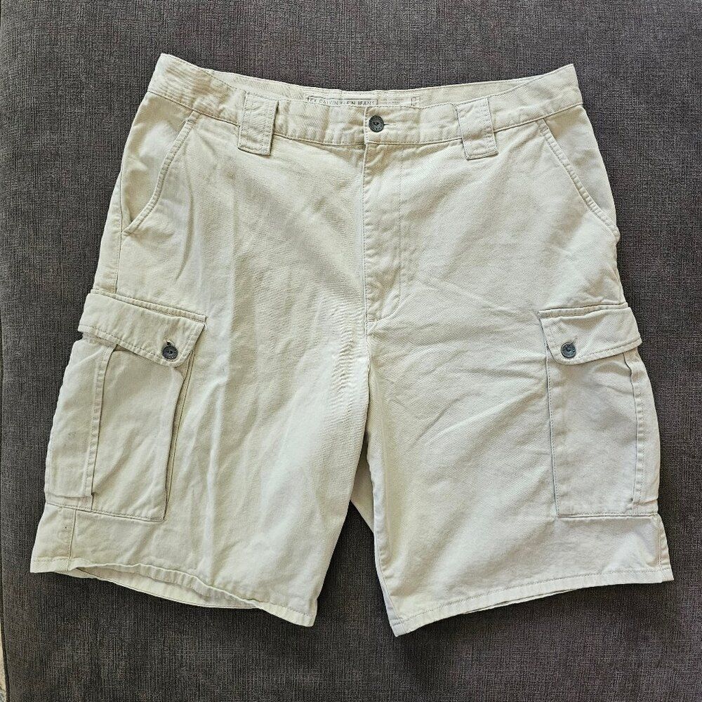 Calvin Klein Men's 100% Cotton Flat Front Cargo Shorts Size 36